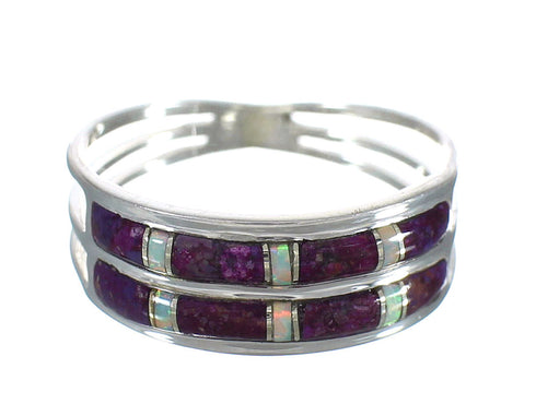 Genuine Sterling Silver Magenta Turquoise Opal Southwest Ring Size 4-3/4 RX60847